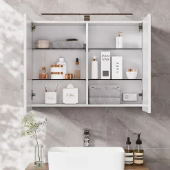 Vicco Armoire de toilette Blanc 80x60cm avec éclairage LED