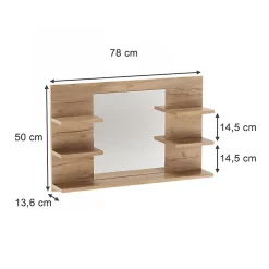 Armoire De Toilette|Vicco Armoire de toilette Chêne de force doré 78x50cm avec des étagères