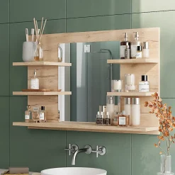 Armoire De Toilette|Vicco Armoire de toilette Chêne de force doré 78x50cm avec des étagères