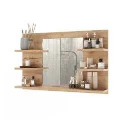 Armoire De Toilette|Vicco Armoire de toilette Chêne de force doré 78x50cm avec des étagères