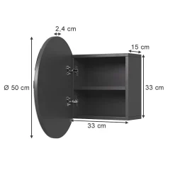 Vicco Armoire de toilette Anthracite 50x50cm avec 2 compartiments