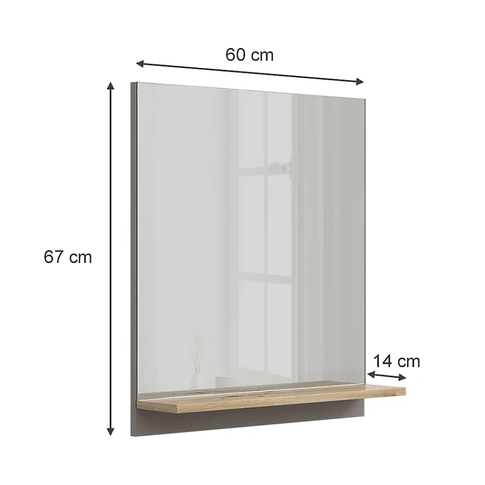 Vicco Armoire de toilette Grège 60x67cm avec étagère