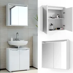 Armoire De Toilette|Vicco Armoire de toilette Blanc 60x60cm