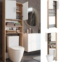 Meuble Wc|Vicco Armoire de toilette Sonoma/blanc 64x190cm avec 2 portes
