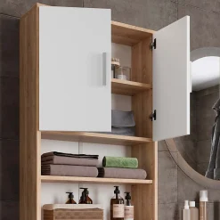 Meuble Wc|Vicco Armoire de toilette Sonoma/blanc 64x190cm avec 2 portes