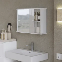 Vicco Armoire de toilette Blanc 55x40cm avec 2 portes coulissantes