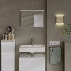 Vicco Armoire de toilette Blanc 55x40cm avec 2 portes coulissantes