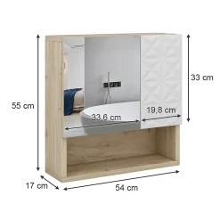 Armoire De Toilette|Vicco Armoire de toilette Blanc 54x55cm avec porte et compartiments ouverts