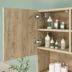 Armoire De Toilette|Vicco Armoire de toilette Blanc 54x55cm avec porte et compartiments ouverts