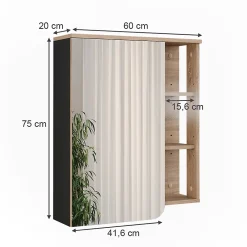 Vicco Armoire de toilette Sonoma/Anthracite 60x75cm