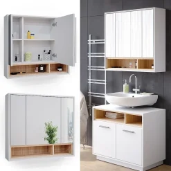 Armoire De Toilette|Vicco Armoire de toilette Blanc 80x72cm