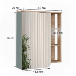 Armoire De Toilette|Vicco Armoire de toilette Sonoma/Bleu 60x75cm