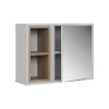 Armoire De Toilette|Vicco Armoire de toilette blanc/chêne 60x45cm avec 2 compartiments ouverts et 1 porte