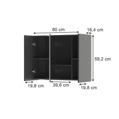 Vicco Armoire de toilette Anthracite 80x59.2cm avec des étagères