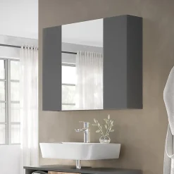 Vicco Armoire de toilette Anthracite 80x59.2cm avec des étagères
