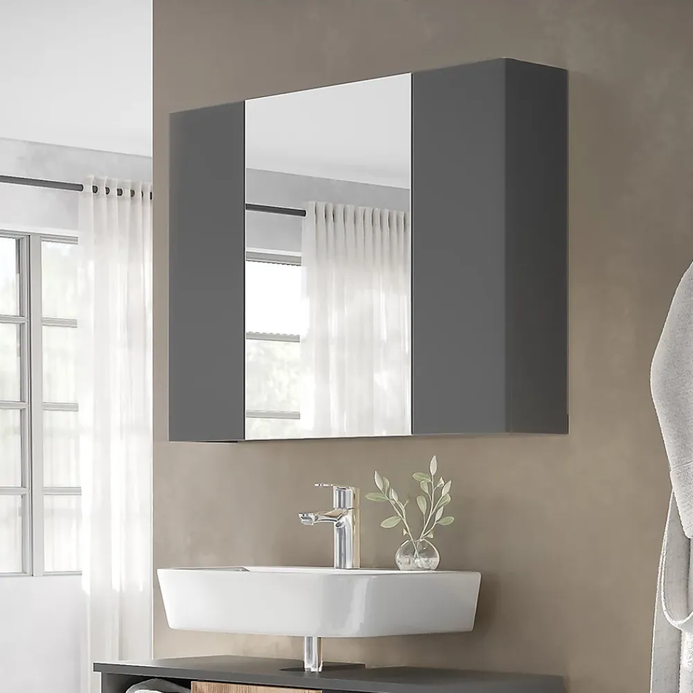 Vicco Armoire de toilette Anthracite 80x59.2cm avec des étagères