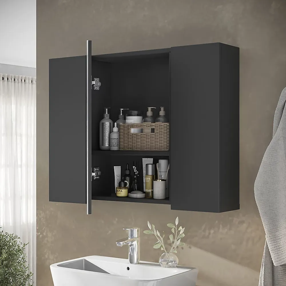 Vicco Armoire de toilette Anthracite 80x59.2cm avec des étagères