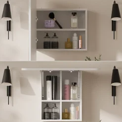 Armoire De Toilette|Vicco Armoire de toilette Blanc 65x50cm avec des étagères