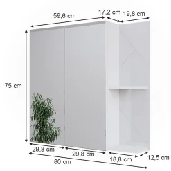 Vicco Armoire de toilette Blanc Haute brillance 80x75cm