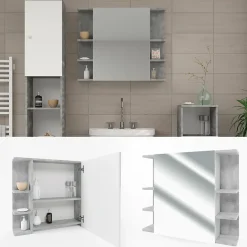 Armoire De Toilette|Vicco Armoire de toilette Béton 79.6x64cm