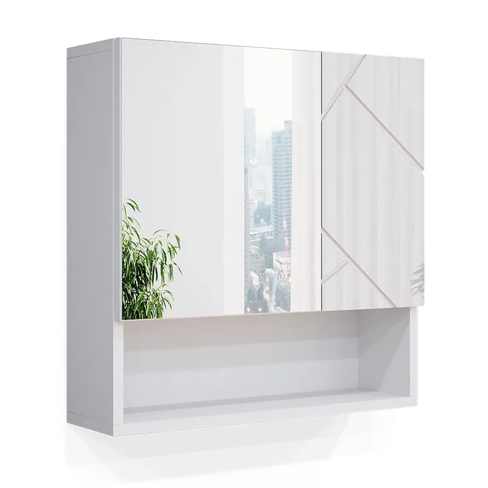 Armoire De Toilette|Vicco Armoire de toilette Blanc Haute brillance 16.9x55cm