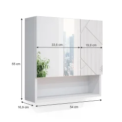 Armoire De Toilette|Vicco Armoire de toilette Blanc Haute brillance 16.9x55cm