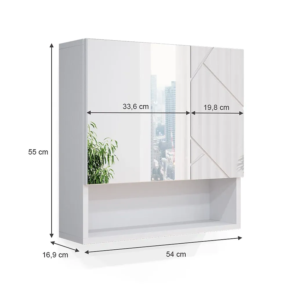 Armoire De Toilette|Vicco Armoire de toilette Blanc Haute brillance 16.9x55cm