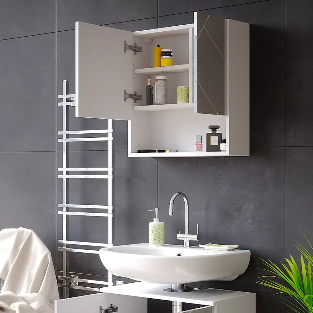Armoire De Toilette|Vicco Armoire de toilette Blanc Haute brillance 16.9x55cm