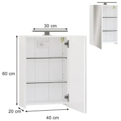 Vicco Armoire de toilette Blanc 40x60cm avec éclairage LED