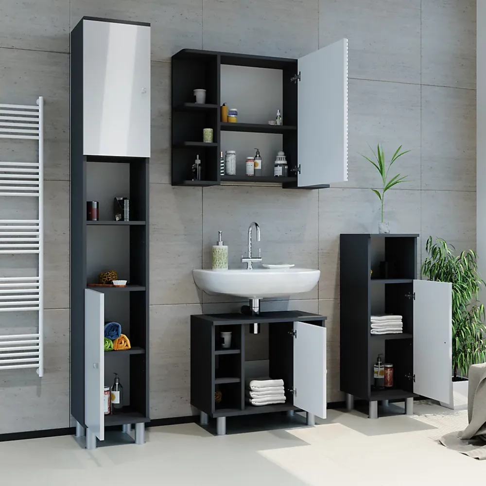 Armoire De Toilette|Vicco Armoire de toilette Anthracite 79.6x64cm