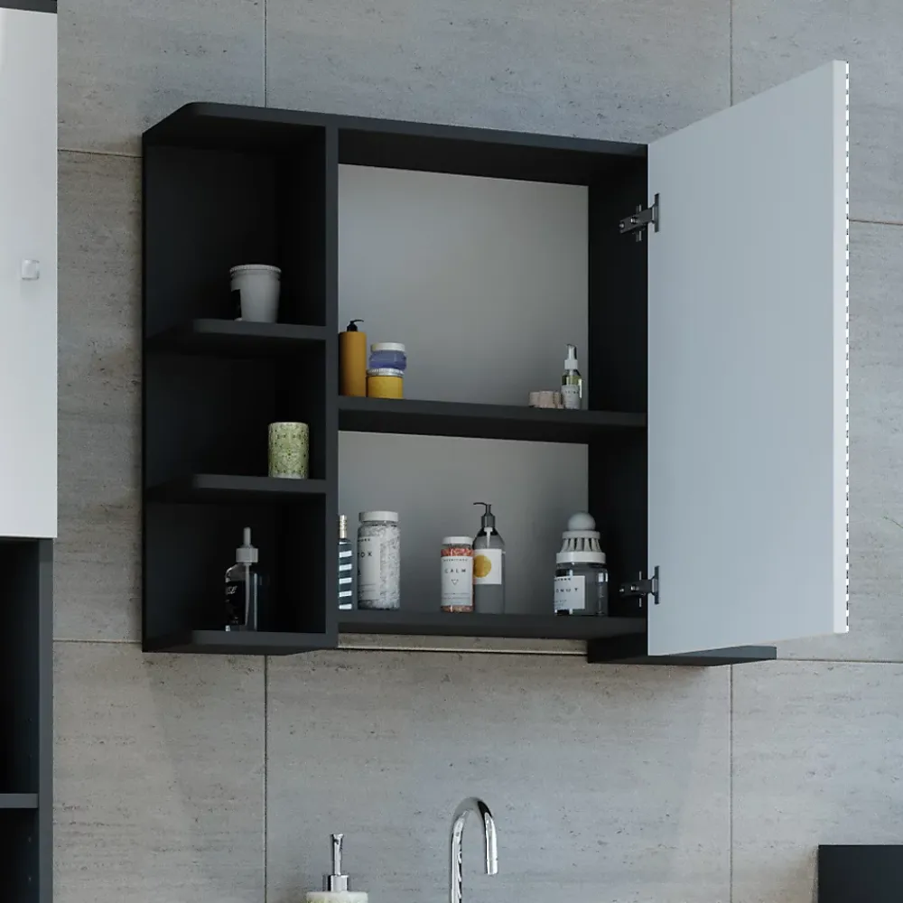 Armoire De Toilette|Vicco Armoire de toilette Anthracite 79.6x64cm