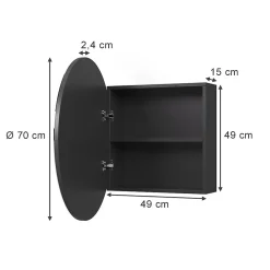 Armoire De Toilette|Vicco Armoire de toilette Anthracite 70x70cm avec 2 compartiments