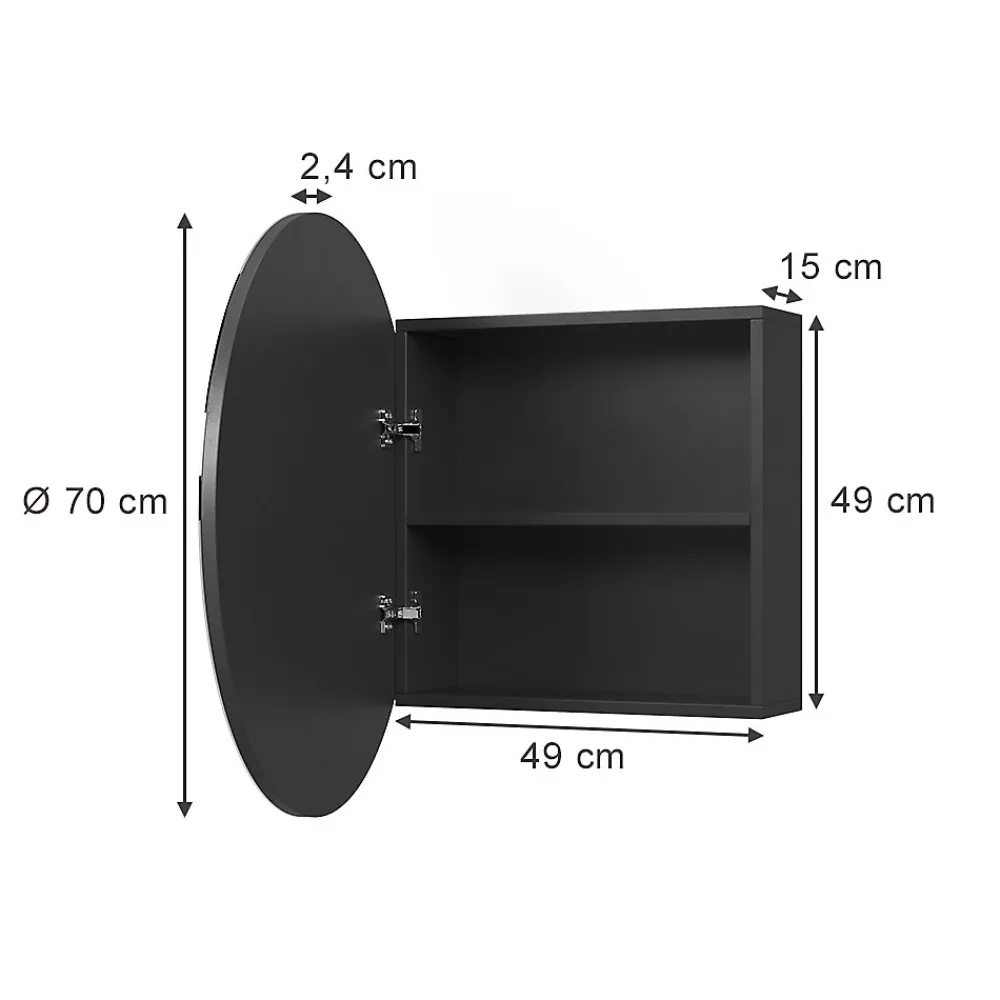 Armoire De Toilette|Vicco Armoire de toilette Anthracite 70x70cm avec 2 compartiments