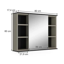 Armoire De Toilette|Vicco Armoire de toilette Grège 80x60cm avec miroir