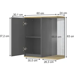 Vicco armoire de toilette Anthracite 60x63cm