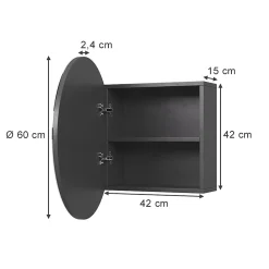 Vicco Armoire de toilette Anthracite 60x60cm avec 2 compartiments