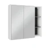 Armoire De Toilette|Vicco Armoire de toilette blanc/gris 80x75cm avec des étagères ouvertes