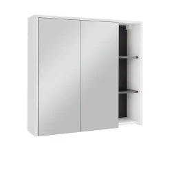 Armoire De Toilette|Vicco Armoire de toilette blanc/gris 80x75cm avec des étagères ouvertes