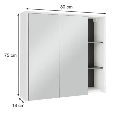 Armoire De Toilette|Vicco Armoire de toilette blanc/gris 80x75cm avec des étagères ouvertes