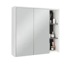 Armoire De Toilette|Vicco Armoire de toilette blanc/gris 80x75cm avec des étagères ouvertes