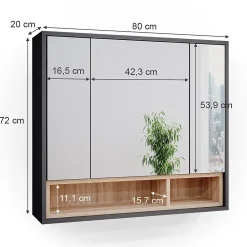 Armoire De Toilette|Vicco Armoire de toilette Anthracite 80x72cm