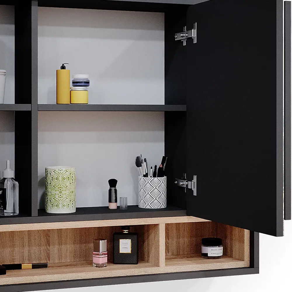 Armoire De Toilette|Vicco Armoire de toilette Anthracite 80x72cm