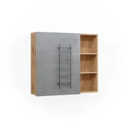 Vicco Armoire de toilette Chêne 90x80.9cm avec porte et compartiments ouverts