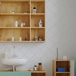 Vicco Armoire de toilette Chêne 90x80.9cm avec porte et compartiments ouverts