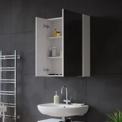 Armoire De Toilette|Vicco Armoire de toilette Blanc Haute brillance 60x75cm