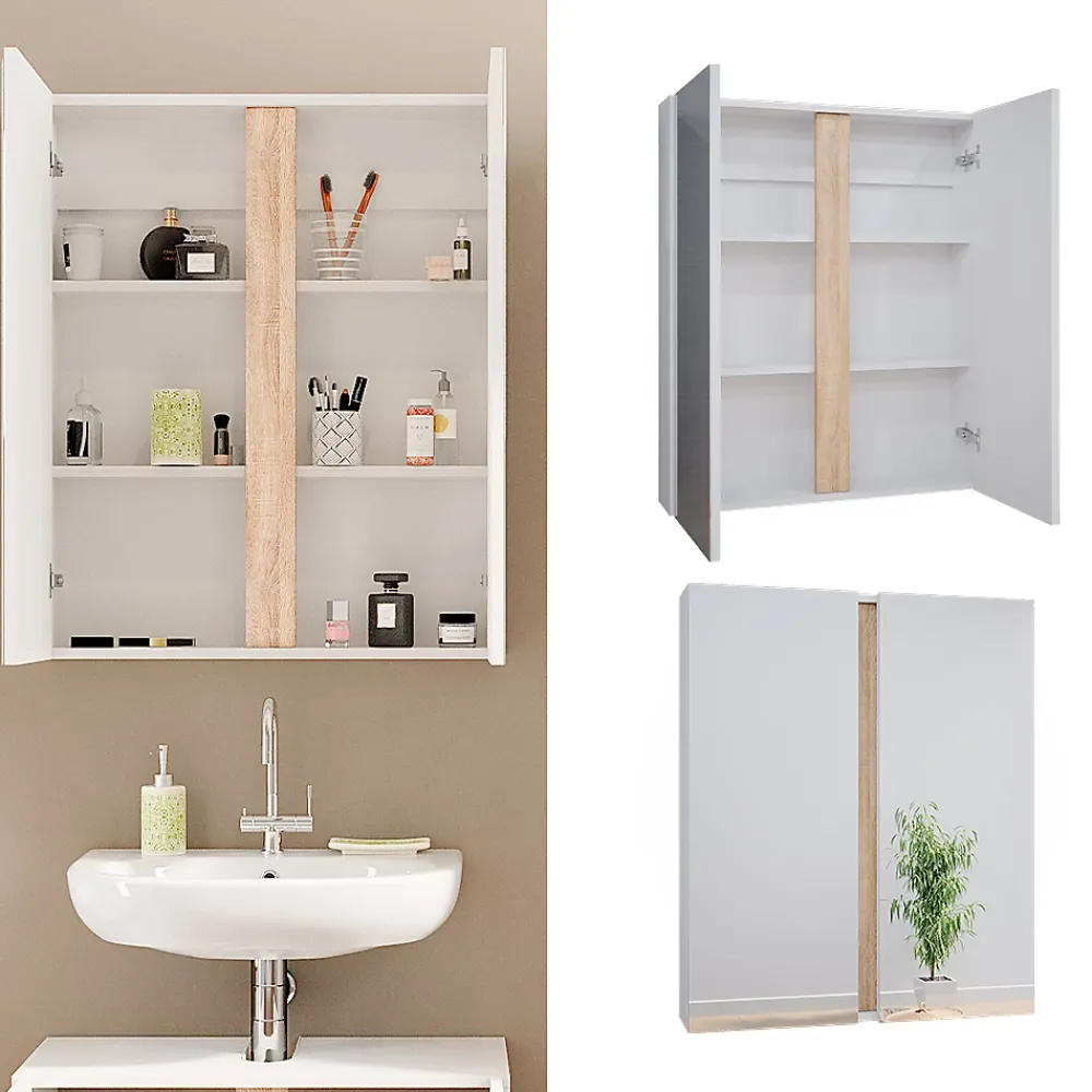 Vicco Armoire de toilette Blanc 70.4x84cm avec 2 portes