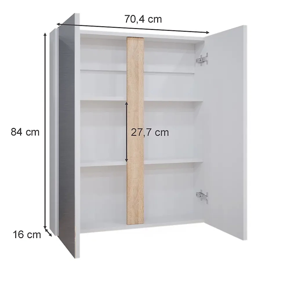 Vicco Armoire de toilette Blanc 70.4x84cm avec 2 portes