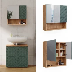 Vicco Armoire de toilette Vert/force de lor Chêne 54x55cm