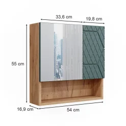 Vicco Armoire de toilette Vert/force de lor Chêne 54x55cm