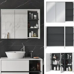 Vicco Armoire de toilette blanc/anthracite 18x75cm